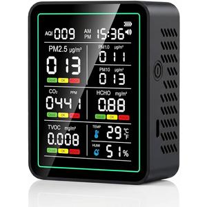 Air Quality Monitor Indoor, 10-in-1 Portable Smart Air Quality Tester