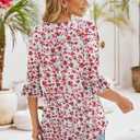 Poetsky Women's Casual 3/4 Sleeve Tops Summer Square Neck T Shirts Ruffle Loose Fit Tunic Blouses (M)