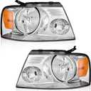 WEELMOTO Headlights for 2004-2008 Ford F150 Pickup / 06-08 Mark LT, Headlight Assembly Compatible with 04-08 F150 Headlamp Replacement Chrome Housing