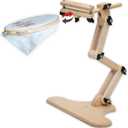 Adjustable Embroidery Table Stand with Swivel Holder, Cross Stitch Hoop Stand, Embroidery Hoop Holder. Hand Polished Natural Wood