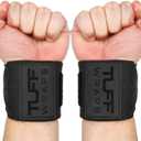 TuffWraps 16" Wrist Wraps: No Thumb Loops, Quality Gym Wrist Wraps for Weightlifting, Bench Press, Powerlifting, and Cross-TrainingTry The Belt Loop Tightening System (Black/Black)