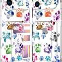 Compatible with iPhone 17 Air Case Card Holder for Women Cute Design,Wallet Phone Cases Transparent Cool Kawaii Protective (Clear Lovely Dogs Paws)