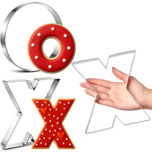 2 Pcs Extra Large Valentine's Day Cookie Cutters 8" X and O Stainless Steel Giant Cookie Cutters for Holiday Baking