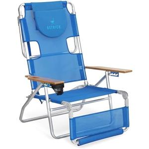 Ostrich 3N1 Lightweight Lawn Beach Reclining Lounge Chair with Footrest, Outdoor Furniture for Patio, Balcony, Backyard, or Porch, Blue