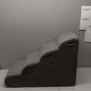 Curved Dog Stairs Ramp for High Beds 19.7" H, 4-Step Dog Steps for Small Dogs and Cats, Removable and Washable Pet Stairs for High Bed Climbing, Non-Slip Balanced Pet Step Indoor, Deep Grey