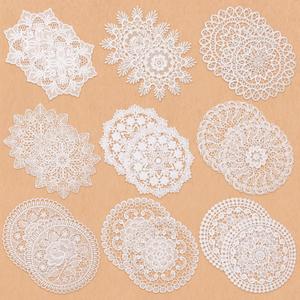 Mimorou 18 Pieces 8 Inch Lace Doilies for Tables Crochet Doilies Vintage Cotton Lace Coasters Handmade Round Placemats Rustic Table Decor for Kitchen Dining Room Wedding Cup Vase Decoration (White)