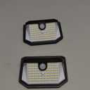 HMCITY 120 LED Outdoor Solar Lights with Motion Sensor and 3 Lighting Modes, IP65 Waterproof Wide Solar Wall Lights Ideal for Garden Patio Yard (Front Button 2Packs, Black Shell-Daylight White)