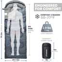 MalloMe Sleeping Bags for Adults Cold Weather & Warm - Backpacking Camping Sleeping Bag for Kids 10-12, Girls, Boys - Lightweight Compact Camping Essentials Gear Accessories Hiking Sleep Must Haves, 31.5 X 86.6" Everyday 3 Season 50-80f