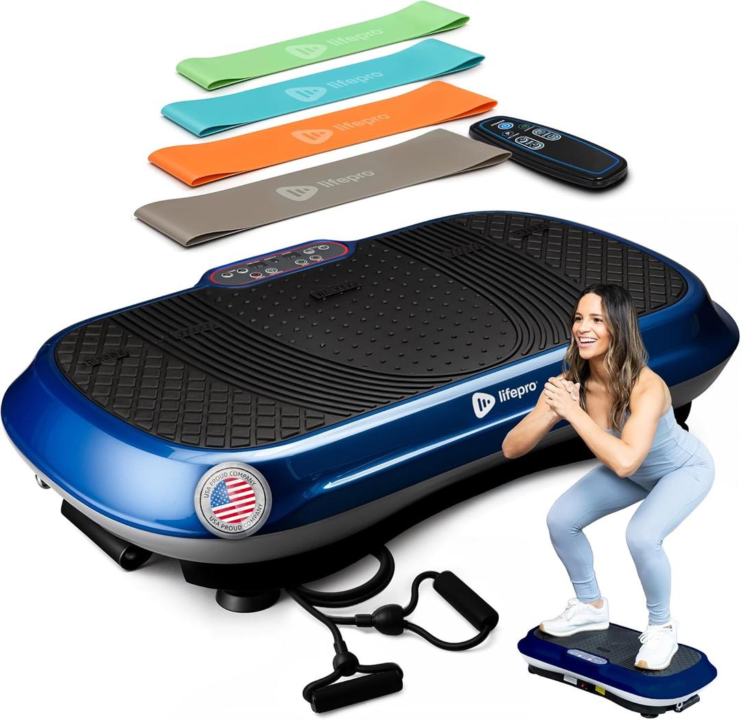 Lifepro Waver Vibration Plate Exercise Machine for Lymphatic Drainage, Muscle Activation, Full-Body Workout Vibrating Platform with Loop Bands, Fitness Equipment for Strength Toning & Fat Loss (Blue)