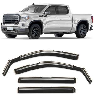 CLIM ART in-Channel Incredibly Durable Rain Guards for GMC Sierra 1500 2019-2025 Crew Cab,Original Window Deflectors,Vent Deflector,Vent Window Visors,Truck Accessories,4pcs-619003LPv