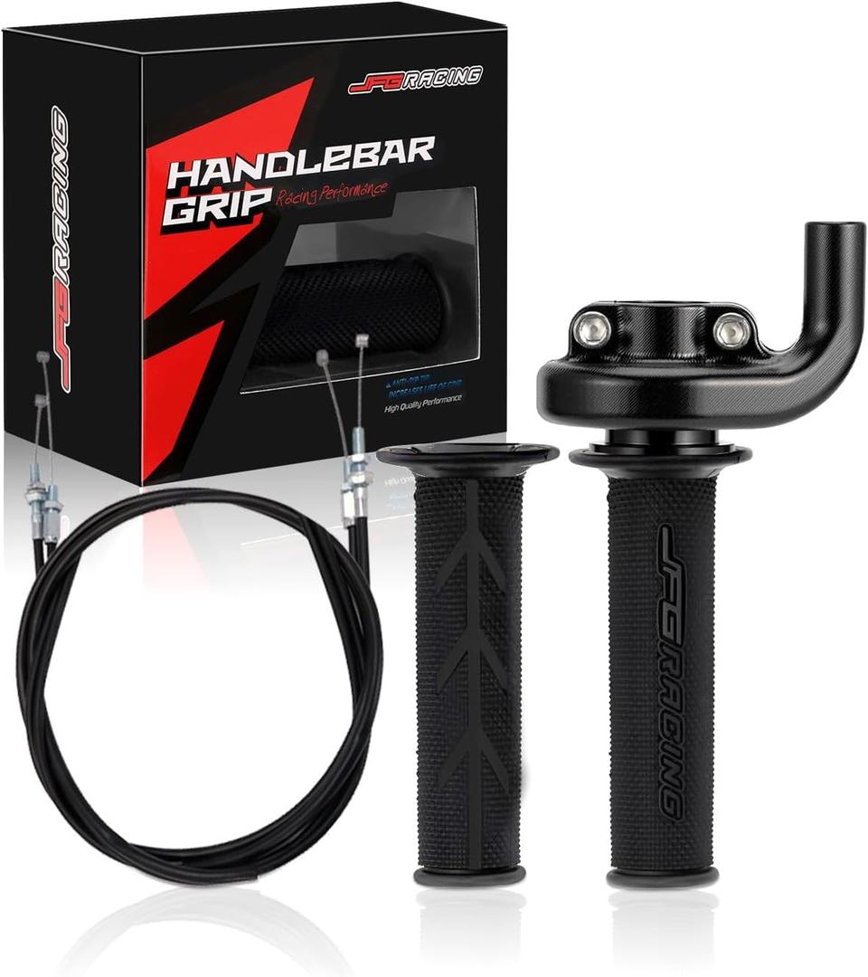 JFG RACING CNC Dirt Bike Throttle Assembly + Grips + Cable for CRF250R/250X/450X 2004-2014, CRF450R 2002-2014 Motorcycle Off Road Bike, BLACK