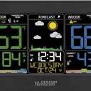 La Crosse Technology Weather Station with Customizable Alerts, Weather Forecast, Temperature, Dew Point, Humidity, Time, Heat Index, Large Display, Adjustable Brightness, Wireless, Black, C85845-INT