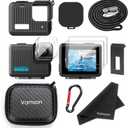 Silicone Protective Case for Go Pro Hero, with Mini Storage Case, Battery Side Cover, Tempered Glass Protectors Film, Lens Caps and Lanyard for Go Pro Hero 4K Action Camera Accessories Kit
