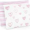 Biloban Organic Cotton 2 Pack Kids Toddler Pillowcase for Children Toddler Pillows 13"x 18" or 14"x19", Envelope Travel Toddler Pillow Cover Case (Pink Print)