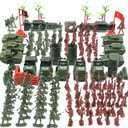 AMOR PRESENT 307 PCS Army Men Military Playset, Army Toys Soldier Playset Plastic Toy Soldiers Figures and Accessories with Vehicles, Aircraft, Tanks, Missiles