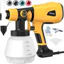 1000W High Power Paint Sprayer, Electric HVLP Spray Paint Gun with Adjustable Width Knob, 4 Nozzles & 3 Patterns, Easy to Clean for Furniture, Home Interior, House Painting(Yellow)