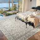 jinchan Zenith Floral 8x10 Area Rug Soft Low-Pile Living Room Rug Machine Washable Non-Slip Vintage Botanical Aesthetic Throw Carpet for Dining Room Bedroom Nursery Blue/Cream