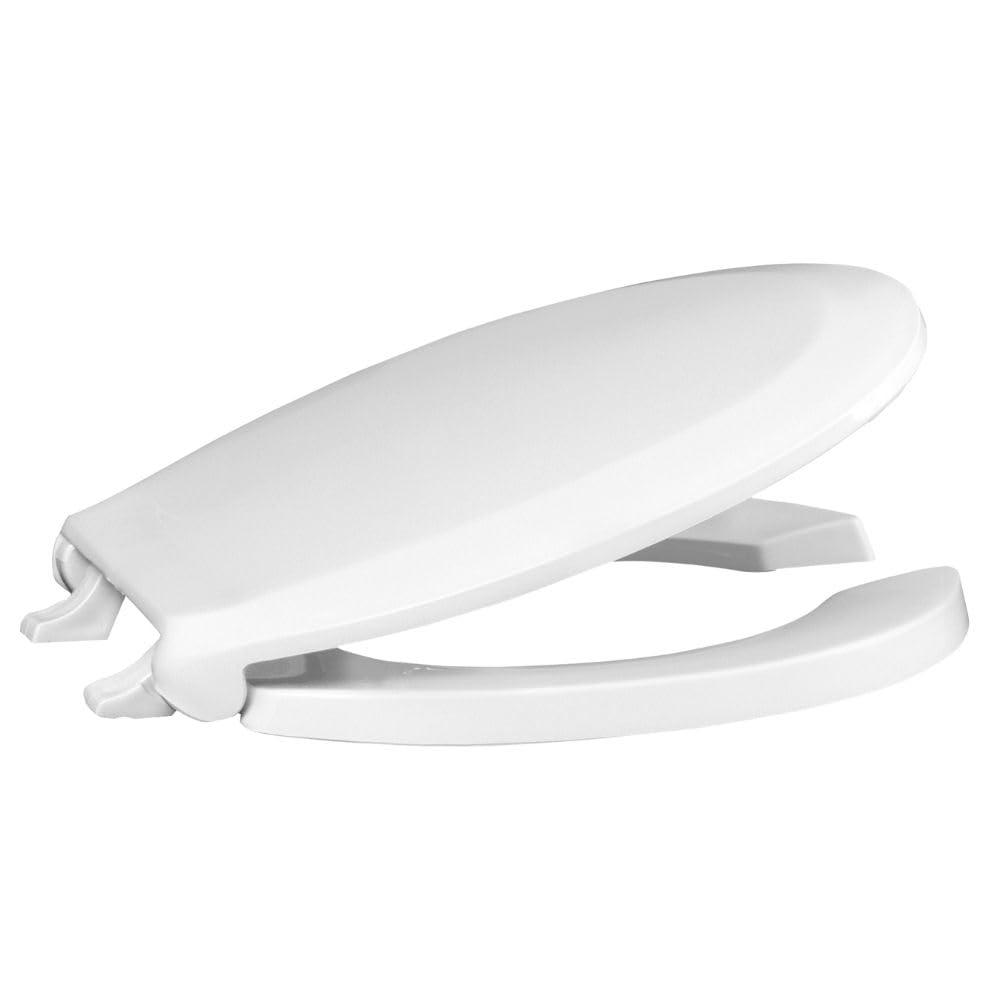 Centoco Toilet Seat Round, Lock In Place, Fast-N-Lock Mounting, Open Front With Cover, Commercial, Plastic, Made in the USA, 460STSFE-001, White