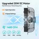 addlon 14 Inch Shutter Exhaust Fan Wall Mounted with 35W EC Motors and Remote, 1400CFM, Timer, 8 Speeds, Low Noise, Easy to Install, Plug in Ventilation Fan for Garages,Greenhouse, Attic, Chicken Coop