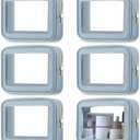 Abbylike 6 Pcs Clear Makeup Bags Mother's Day Travel Nylon Clear Blue Toiletry Bag Bulk Car Organizer Case Waterproof Toiletry Pouch with Golden Zipper for Teacher Mother Women Wedding Gift
