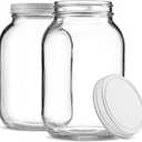 The Kombucha Company - 1 Gallon Glass Jar With Lid  2 Pack With Metal Lids - BPA-Free Dishwasher Safe, Wide Mouth Sun Tea Jar, Gallon Mason Jar for Storage, Fermenting, Brewing & Kombucha