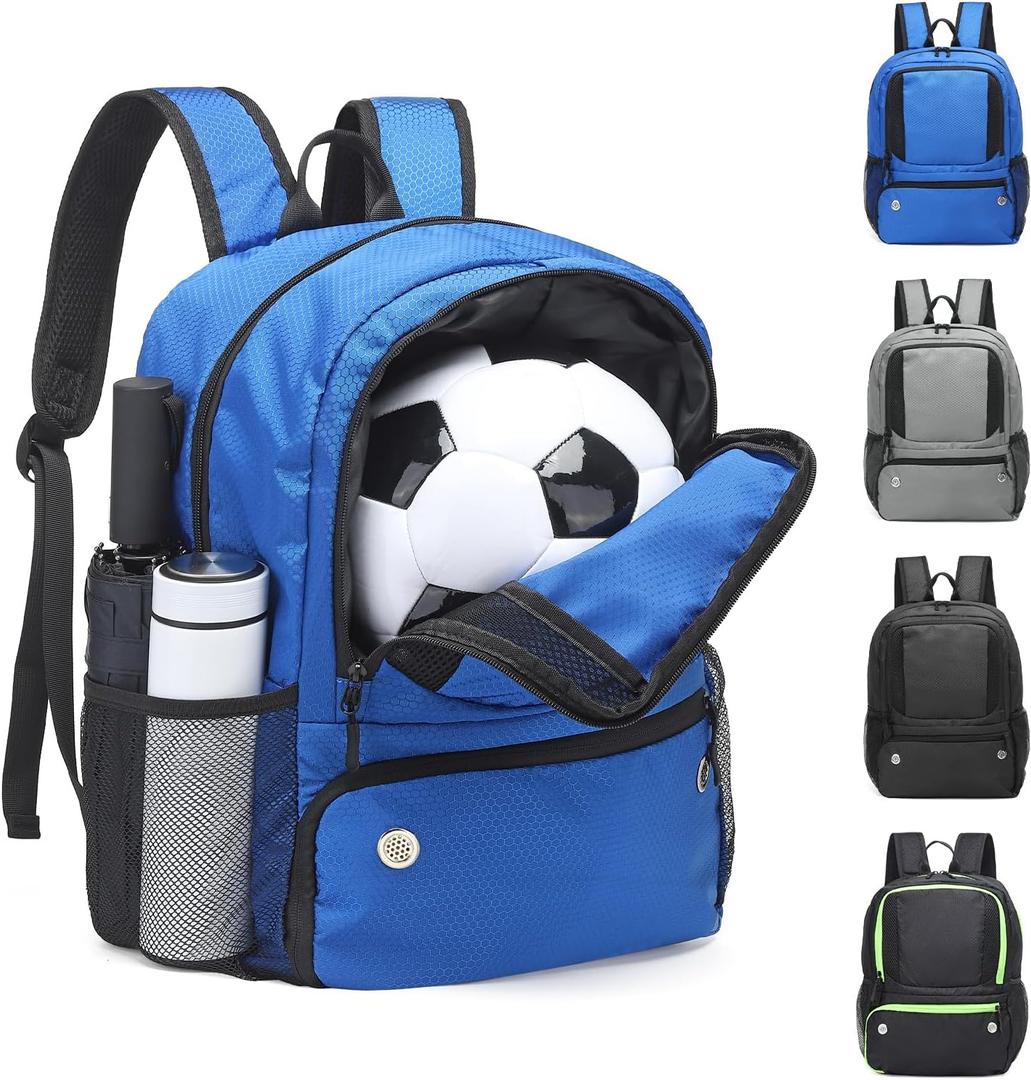 Soccer Backpack for Men Women Athletes, Equipment Bags with Ball Holder, Basketball Volleyball Backpack Water Resistant (Blue)