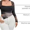 MakeMeChic Women's Plus Size Tie Dye Square Neck Lettuce Trim Asymmetrical Long Sleeve Tee Shirt Tops (Black, XXXL)