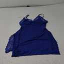 Sexy Split Side Floral Lace Trim Full Slip Night Gown Babydoll Lingerie Dress with Thong 2 piece,L