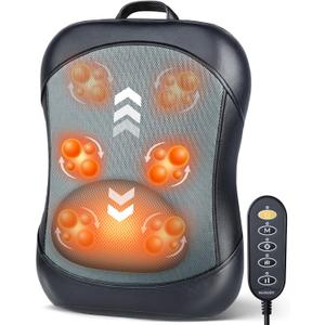 Back Massager for Pain Relief Deep Tissue : Rolling Up and Down, Not Just 4 Fixed Spots, Lower Back Massager with Heat, Shiatsu Kneading Massage for Office Home Car Use