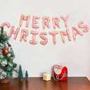 Merry Christmas Balloon Banner, 16 Inch Rose Gold Sign, Foil Balloons for Christmas Party Decorations, Theme Birthday Party Decorations