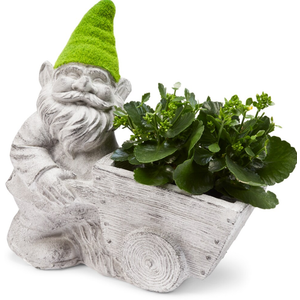 The Joy of Gardening Mossy Planter Gnome Statue