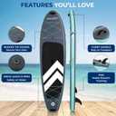 SereneLife Ultra-Light Inflatable Stand Up Paddle Board with Premium SUP Accessories - Extra Wide Stable Design with Non-Slip EVA Deck Pad for Youth and Adults of All Skill Levels - 350 lbs Capacity