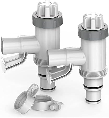 [ Patented ] POOLHACKER Plunger Valve Plus with Pool Hose Adapter and Pool Pipe Holder, Pool Replacement Parts Accessories for above Ground Pool (2 Pcs)