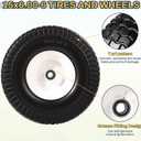 2 PCS 15x6.00-6 Flat Free Lawn Mower Tire and Wheel, 15x6-6 Front Tire Assembly Compatible with John Deere Husqvarna Riding Mowers Lawn Tractors, with 3/4" & 5/8" Bearings, 3" Centered Hub