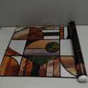 Faux Stained Glass Effect Window Privacy Film, Original Double-Sided Hand-Drawn Special Texture Static Cling Window Sticker, 16.93"x39.37", Mid Century Modern Pastel