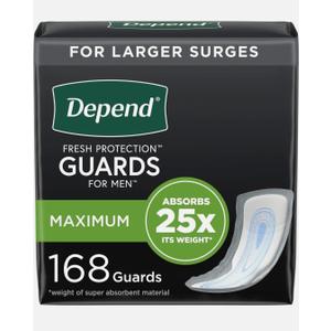 Depend Men's Incontinence Guards - Maximum Absorbency - 168 Count Depend Men's Incontinence Guards - Maximum Absorbency - 168 Count
