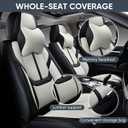 Auto Car Seat Covers Accessories Full Set Leather Cushion Protector Breathable Waterproof Seat Cover for Cars Universal Fit (Black&White, Front Pair and Rear)