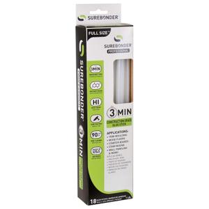 Surebonder Construction Professional Grade Adhesive Hot Melt Glue Sticks - Full Size 10" L, 0.43" D - for Home Repairs & Strong Bonds, 18 Glue Sticks (3 Minute Open Time)