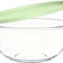 4.7 Qt Extra Large Glass Mixing Bowls, Clear Glass Bowl with Lid, Big Salad Bowl for Salad Fruit Bread Storage