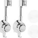 2Pack Shower Head Holder Wall Mount, 360 Degree Adjustable Shower Hose Holder, Strong Adhesive Handheld Shower Head Holder, Suction Cup Hooks for Shower(Suction & Adhesive)