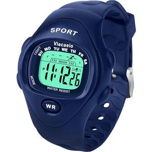 Viecaeio Kids Digital Watch, Suitable for 38 Years Old Boys and Girls Gift, with Waterproof, Shockproof, Stopwatch,Light and Alarm Clock, Easy and Comfortable (Navy Blue)
