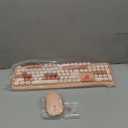 Colorful Wireless Computer Keyboards Mouse Combos,Full-Size Retro Typewiter Keyboard, 4 Level DPI Adjustable Wireless Mouse, 2.4GHz Connection with Optical Mouse, Creamy (Milk Tea)