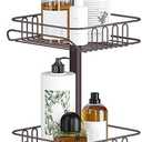 SEIRIONE Rustproof Shower Caddy Corner and Shower Organizer Corner for Bathroom,Corner Shower Caddy Tension Pole with 4 Adjustable Baskets for Shower Accessories, 34 to 116 Inch Height, Oil Bronze