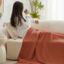 Love's cabin 100% Cotton Muslin Blanket, 6 Layer Lightweight Breathable Gauze King Size Blanket 108 x 90 Inches, Soft Summer Blanket for Bed, Orange