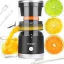 Electric Citrus Juicer Rechargeable - Electric Juicer Machines with USB and Cleaning Brush Portable Compact Juicer for Orange, Lemon, Limes (Black)
