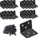 Black Stainless Steel Shelf Bracket,Joint Right Angle Bracket,L Shape Heavy Duty Metal Corner Brace Shelf Supporter for Wood Aufuga (16, 1.5x1.2x1.2)