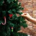 Syhood 24 Sets Christmas Crafts for Adults Lime Green Christmas Beaded Ornament Kit Including 6 Green Monsters 6 Xmas Trees 6 Candy Canes 6 Wreaths, DIY Xmas Ornaments Kits (Assembly Needed)