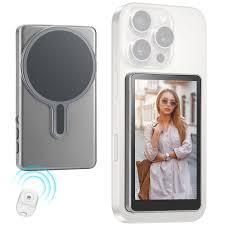 Magnetic Phone Vlog Selfie Monitor Screen  Back Camera Selfie Monitor  1080P Display can Wirelessly Connect to Mobile Phones  Rear Camera Selfie Screen with Remote Controller(Grey)