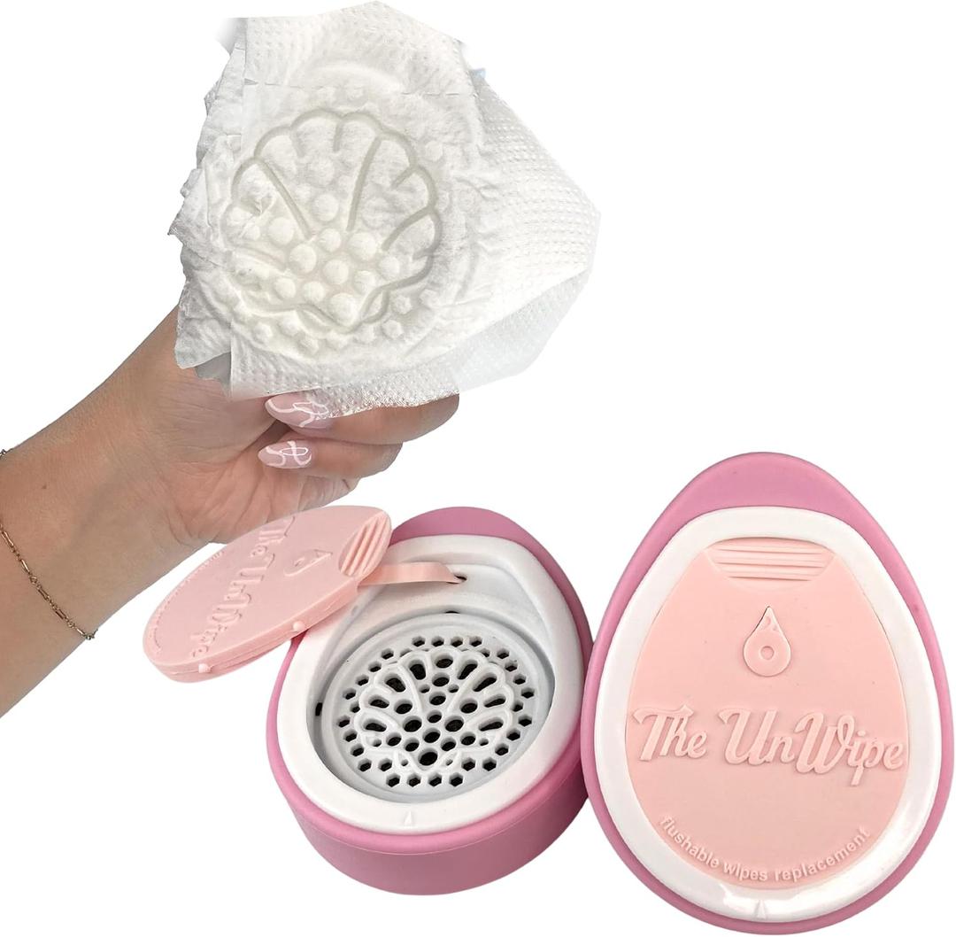 Textured, Portable, Septic-Safe Tush Cleaning Instead of Flushable or Baby Wipes, Pink