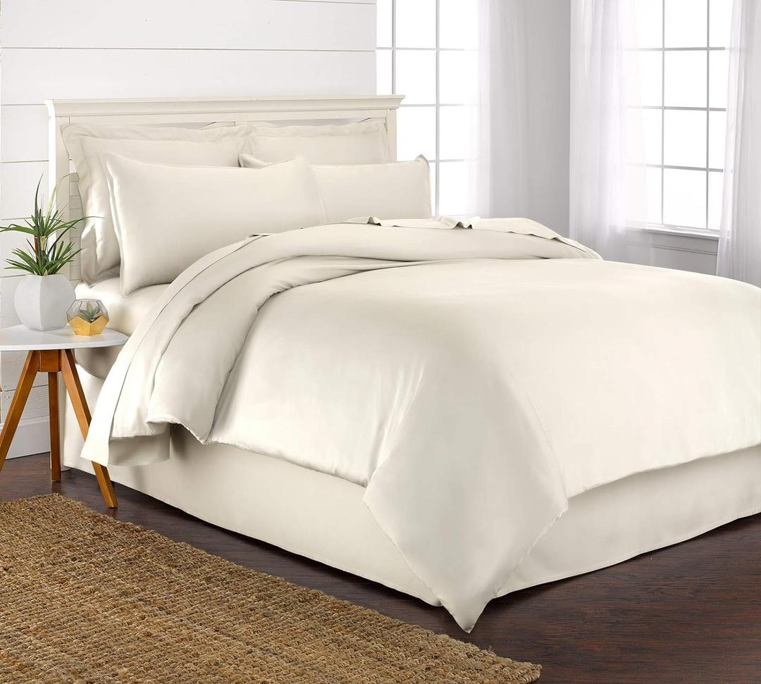 King Duvet Cover by Pure Bamboo, 3 Piece Set, Genuine 100% Organic Viscose Derived from Bamboo, Luxuriously Soft and Cooling, 2 Pillowcases (King, Ivory)
